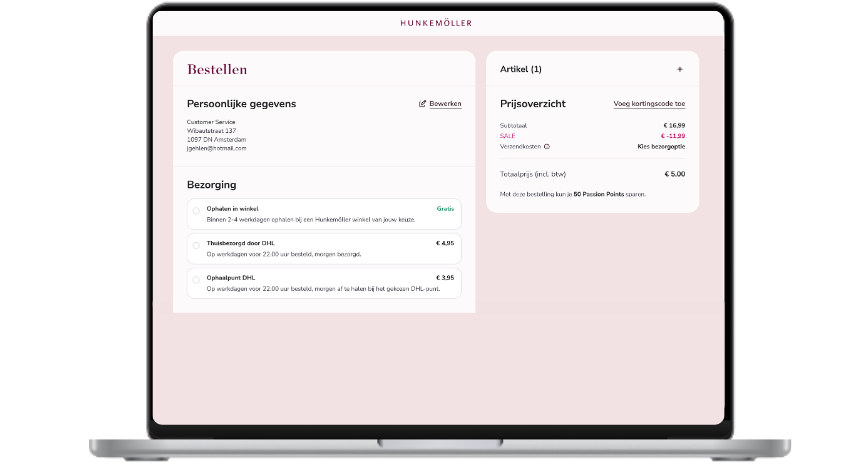 Hunkemoller checkout - Wuunder