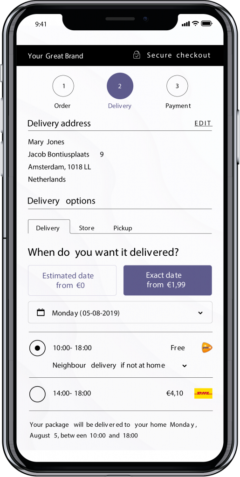 Persoonlijke chechout-proces op iphone