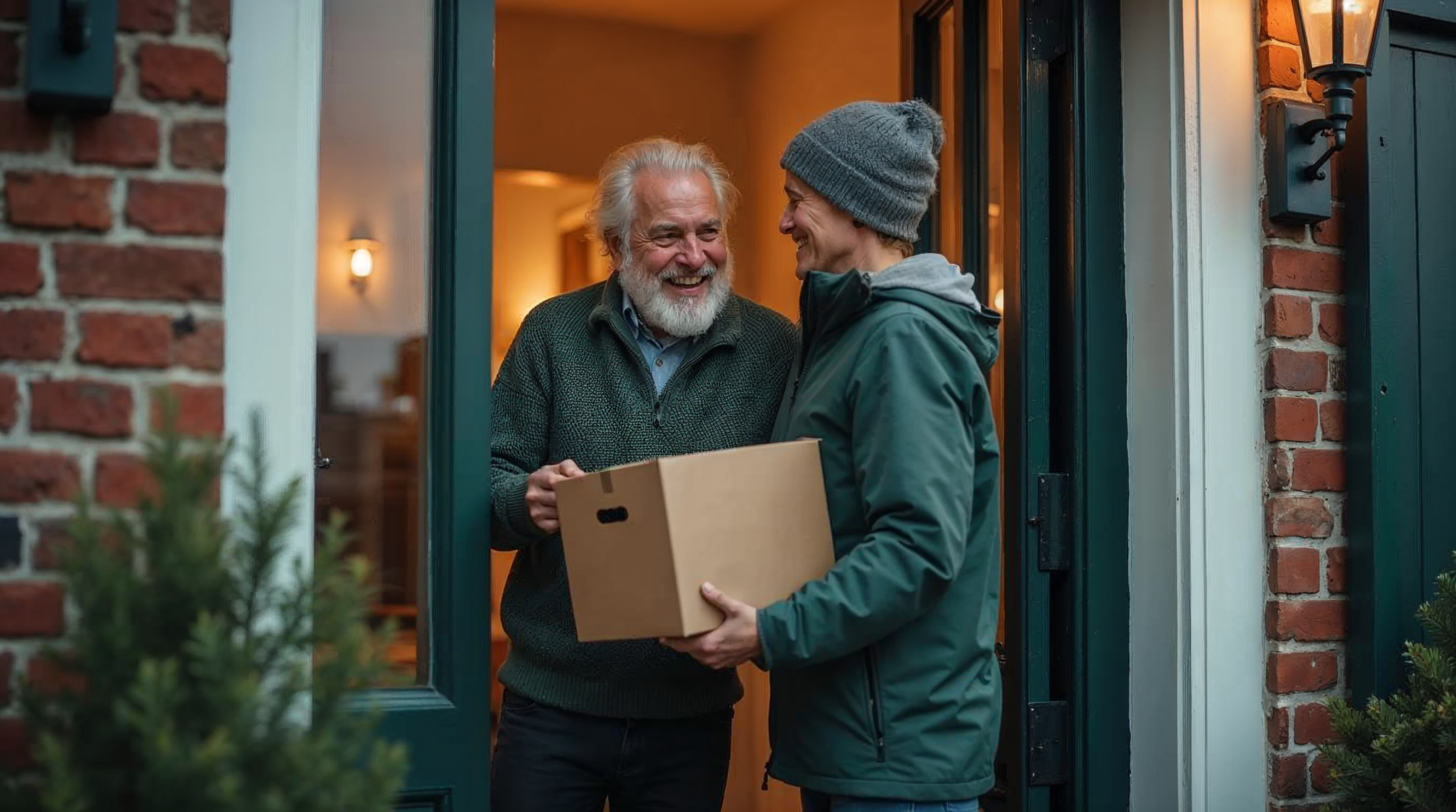 Bezorger overhandigd pakket_