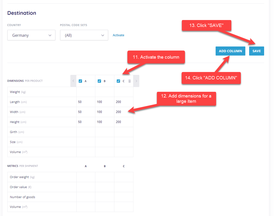 Configuring delivery matrices - domestic steps 9-12