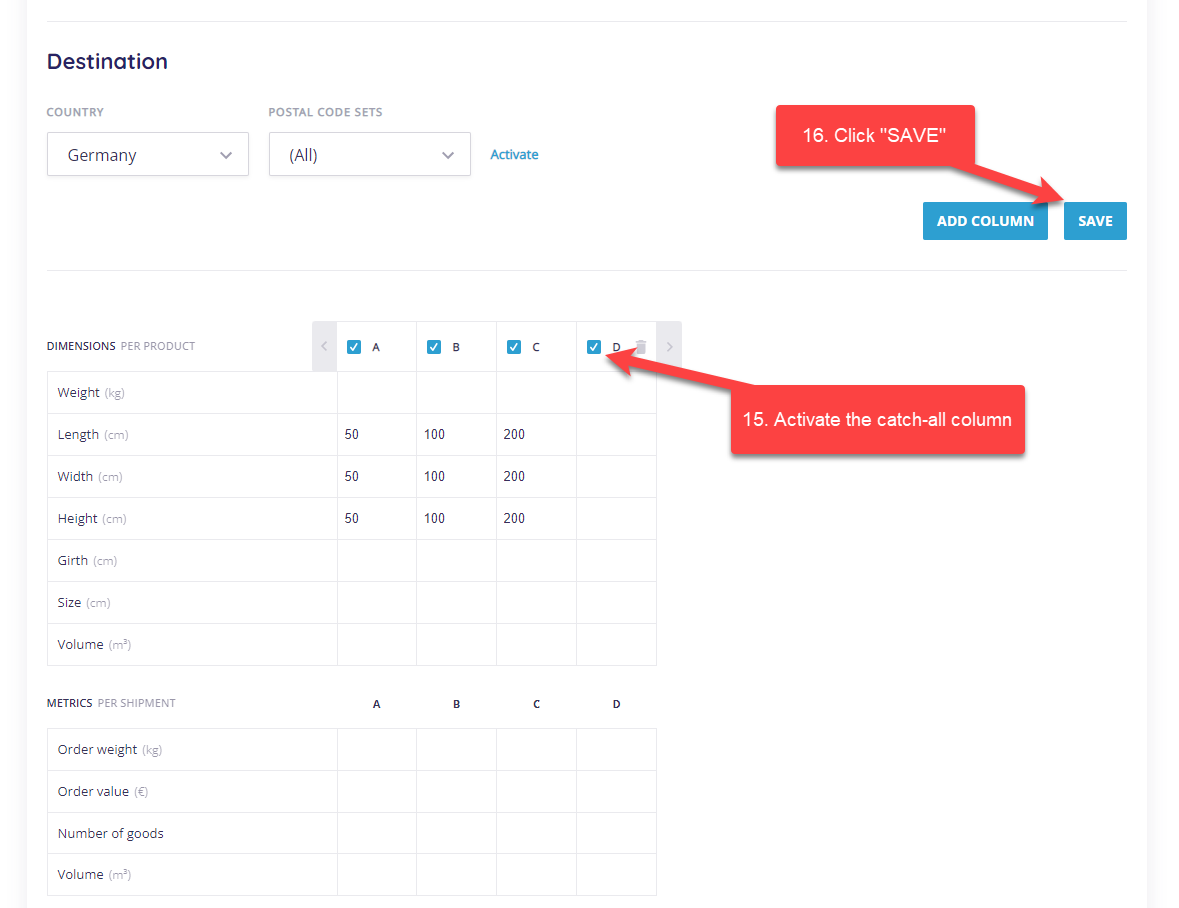 Configuring delivery matrices - domestic steps 13-14