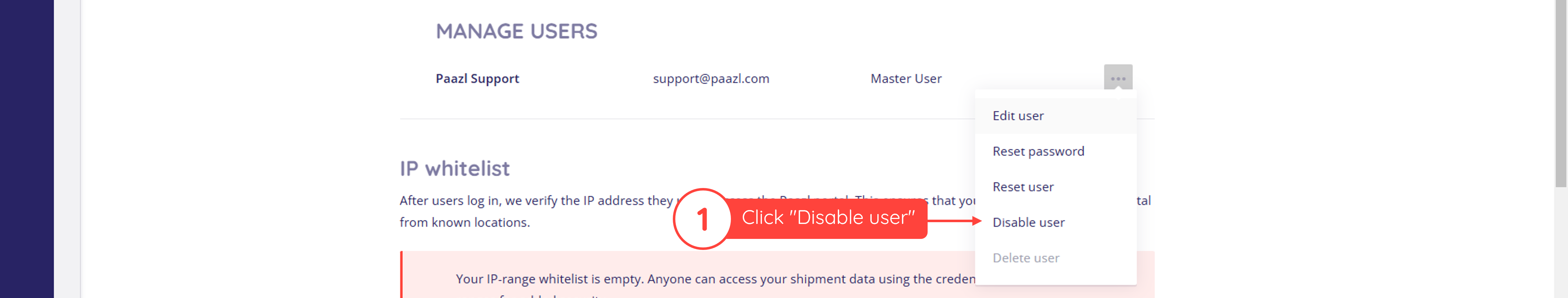 Disable user interface