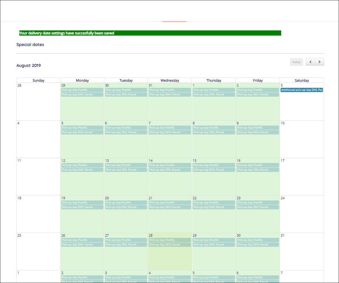 Special dates - result