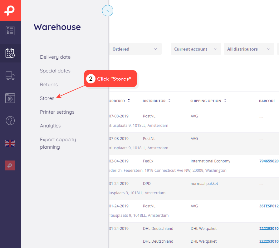 Configuring stores - step 1b