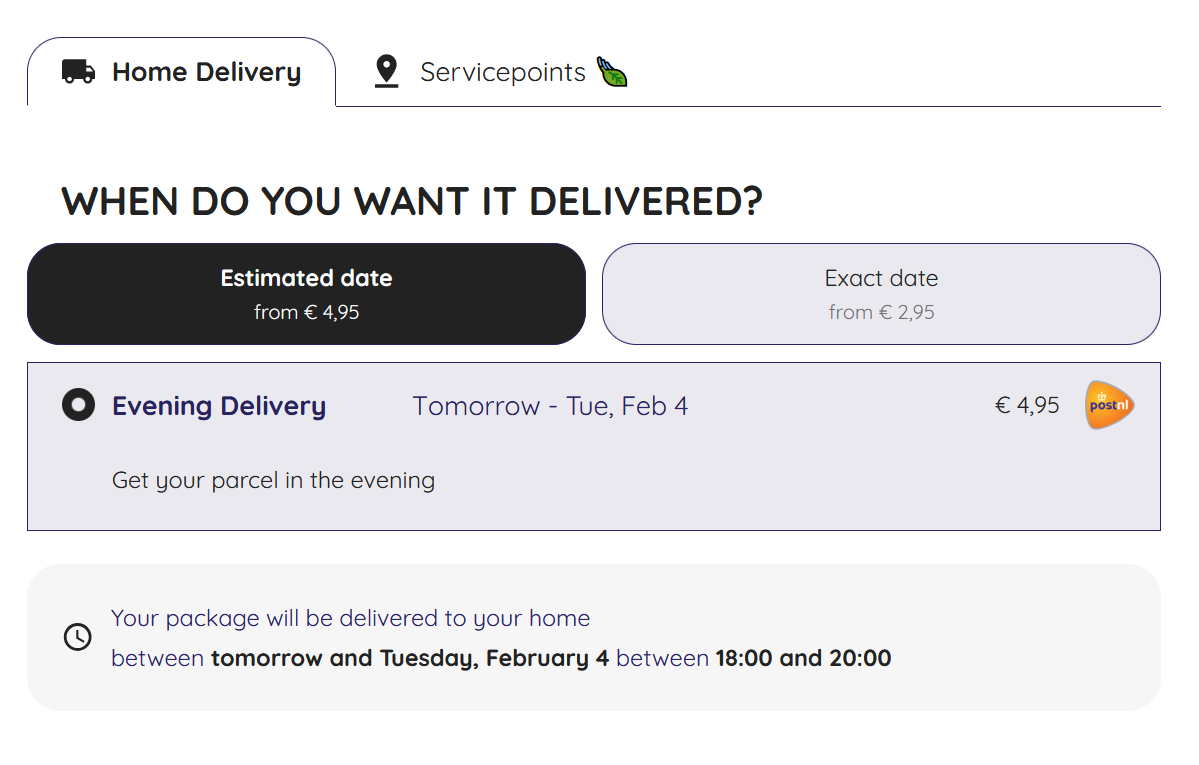 Estimated date and nominated day combined in widget