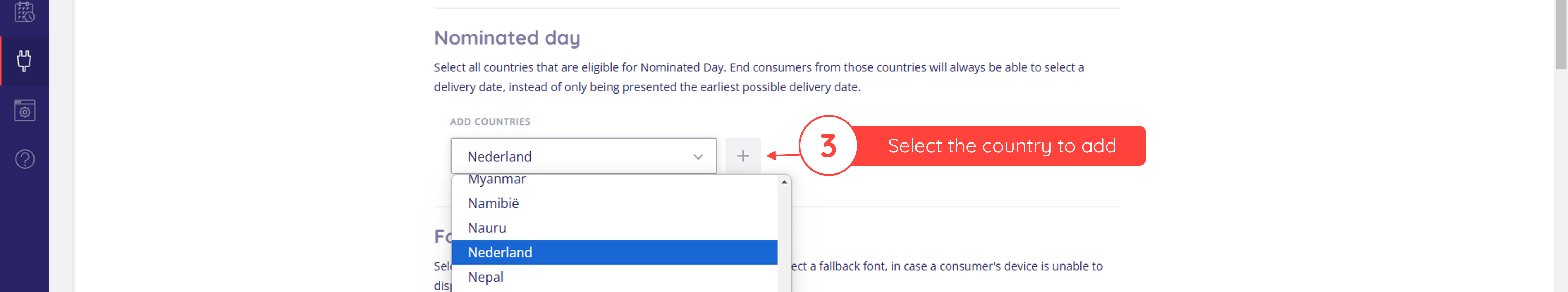 Nominated day settings step 2