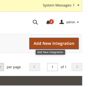 Add New Integration button in Magento 2