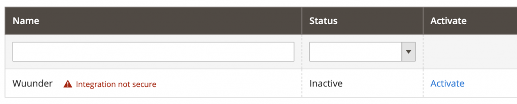 Activate button for the Wuunder integration in Magento 2