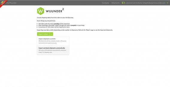 Importeerpagina in MyWuunder voor WooCommerce orders