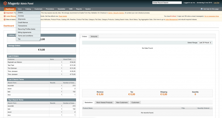 Magento 1 orders overzicht voor bulk boeken