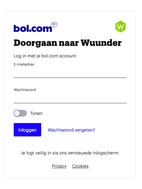 Bol.com inlogscherm