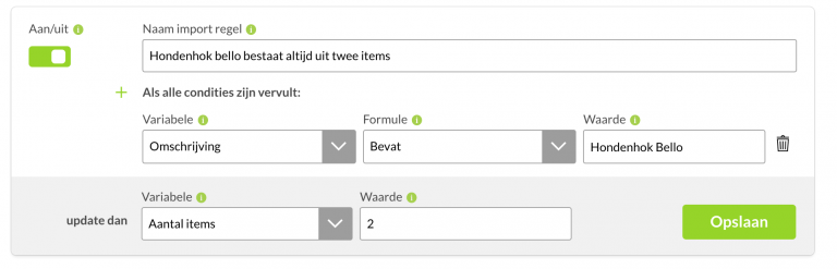 Order via importregel