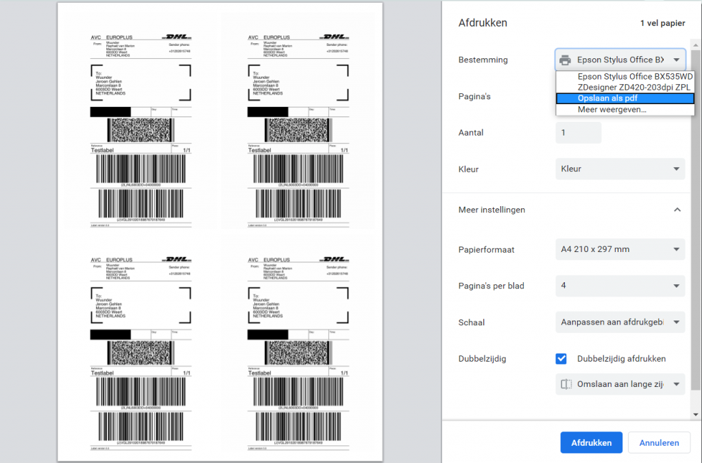 Opslaan als PDF (Windows)