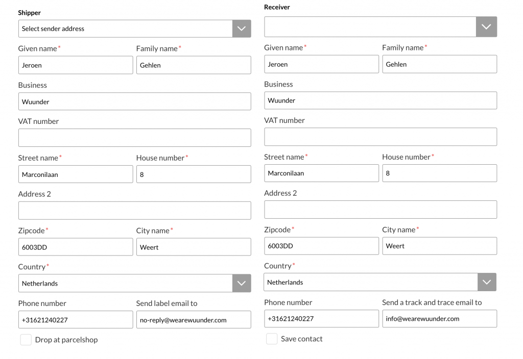Contactgegevens invoeren in MyWuunder